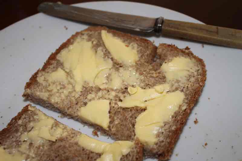 100pc sourdough buttered slice of bread. 100pc sourdough buttered slice of bread.