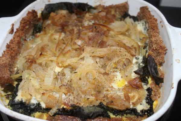 After baking Blue Cheese and French onion quiche After baking Blue Cheese and French onion quiche