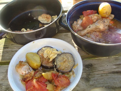 An apple, eggplant and chicken recipe. An apple, eggplant and chicken recipe.