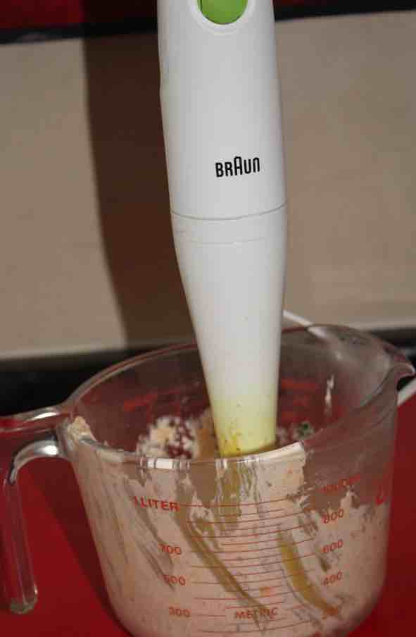 Blending salmon dip. Blending salmon dip.