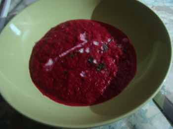 borscht with sour cream and dill