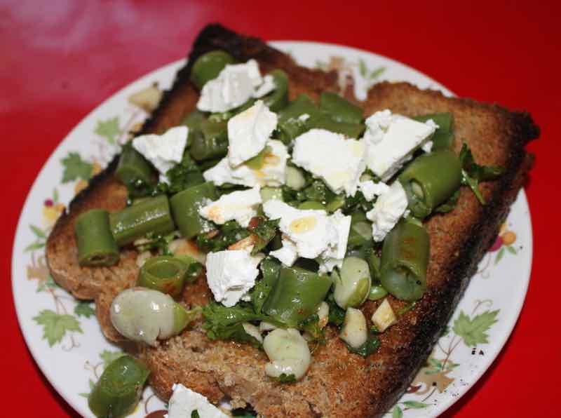 Broad beans on toast is a whole food. Broad beans on toast is a whole food.