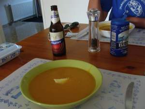 Butternut squash soup with added cream is rich in flavonoids like beta-carotene. Butternut squash soup with added cream is rich in flavonoids like beta-carotene.