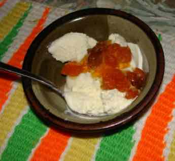 Cape Gooseberry jam and ice-cream. Cape Gooseberry jam and ice-cream.