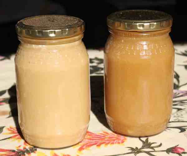 Creamed on the left vs runny honey on the right 2 months later.