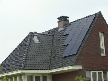 East facing solar panels on a house in Holland.
