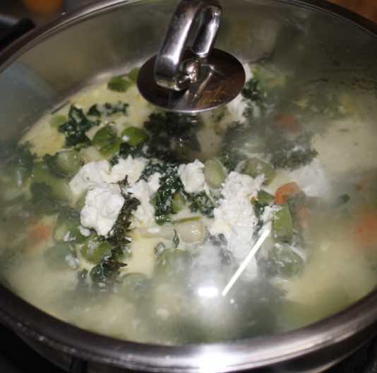 Fava beans with cream and thyme and feta Fava beans with cream and thyme and feta