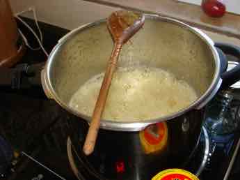 Gooseberry jam boiling. Gooseberry jam boiling.