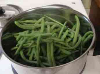 Green beans in a pot. Green beans in a pot.