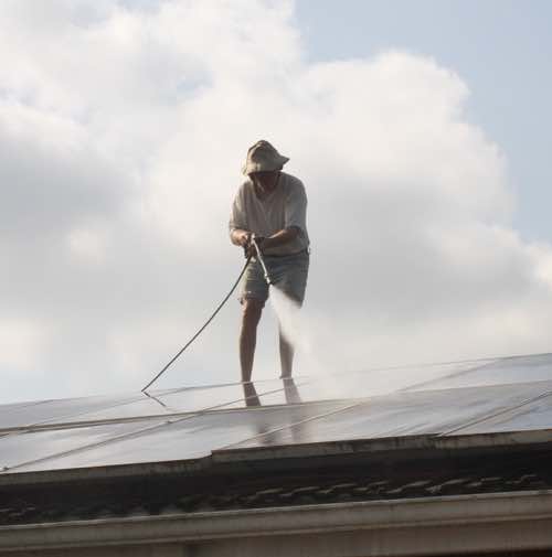 High pressure cleaning of solar panels High pressure cleaning of solar panels