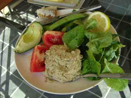 Hummus with a mixed salad. Hummus with a mixed salad.