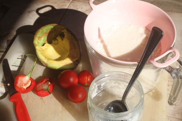 Ingredients for a kefir salsa