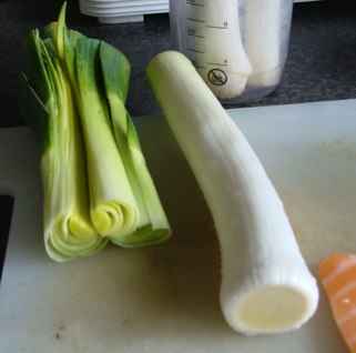 Cleaning the leeks for an Irish potato soup. Cleaning the leeks for an Irish potato soup.
