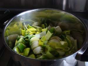 Chopped leeks for an Irish potato soup. Chopped leeks for an Irish potato soup.
