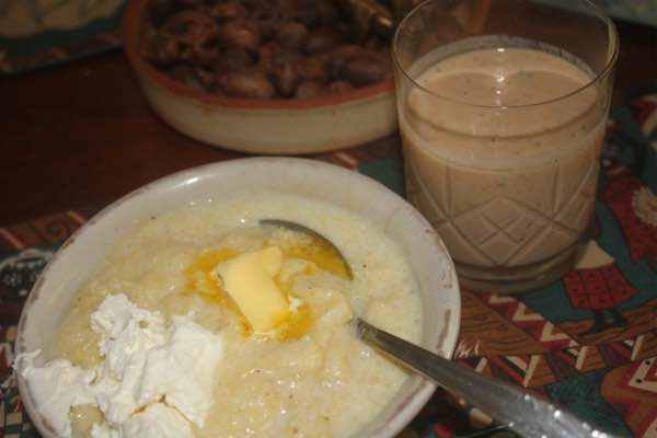 Kefir salsa and grits breakfast