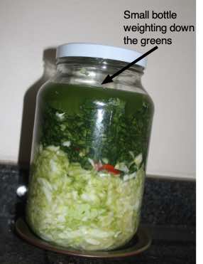 Kimchi with added spinach Kimchi with added spinach