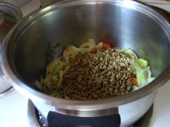 Add the lentils to your soup. Add the lentils to your soup.