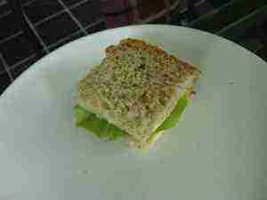 Lettuce wraps peanut butter sandwich