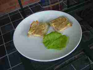 Lettuce wraps with peanut butter.