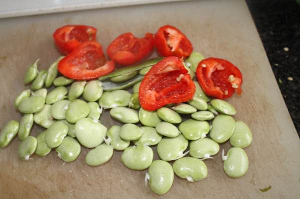 Lima beans with peppadews Lima beans with peppadews
