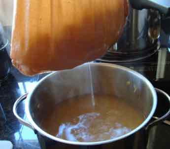Lime marmalade straining. Lime marmalade straining.