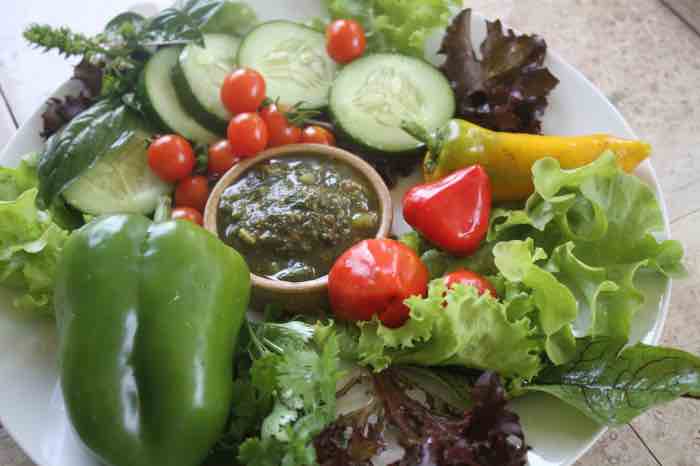 Magnificent garden salads and homemade pesto Magnificent garden salads and homemade pesto