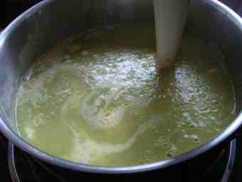 Mexican avocado soup with a stick blender. Mexican avocado soup with a stick blender.