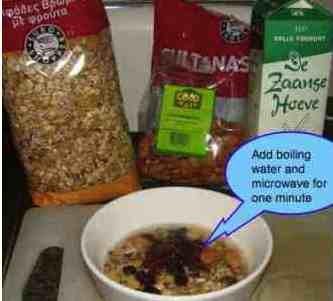 Muesli in boiling water Muesli in boiling water