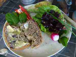 Olive bread and salad Olive bread and salad