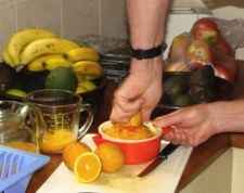 Freshly squeezed orange juice is perfect for your healthy choice breakfast but do take a walk and have a full meal.