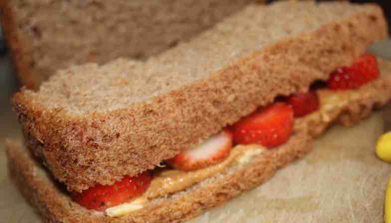 Peanut butter, honey and strawberry sandwich Peanut butter, honey and strawberry sandwich