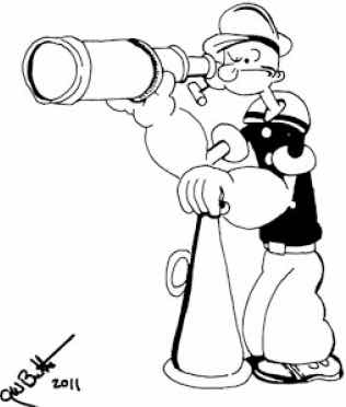Popeye with telescope.