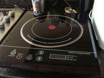A portable induction stove uses much less power and heats twice as fast. A portable induction stove uses much less power and heats twice as fast.