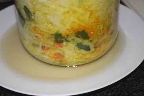 Put fermenting foods on a plate Put fermenting foods on a plate