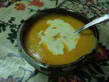 Recipe for butternut squash soup with added cream. Recipe for butternut squash soup with added cream.