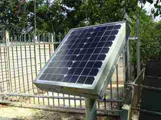 A 10W residential solar panel used to power a gate motor. A 10W residential solar panel used to power a gate motor.