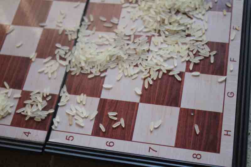 Rice on a chessboard. Rice on a chessboard.