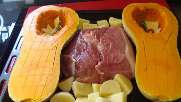 Roast butternut and pork Roast butternut and pork