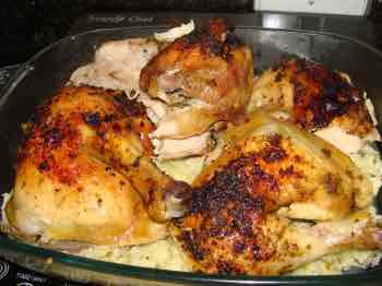 Roasted chicken bed of cauliflower. Roasted chicken bed of cauliflower.