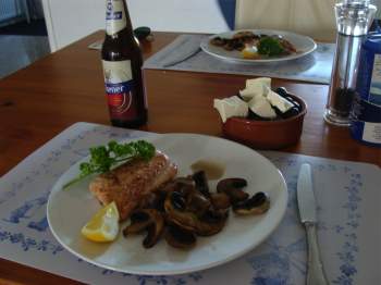 Salmon and mushroom dinner for brain food. Salmon and mushroom dinner for brain food.