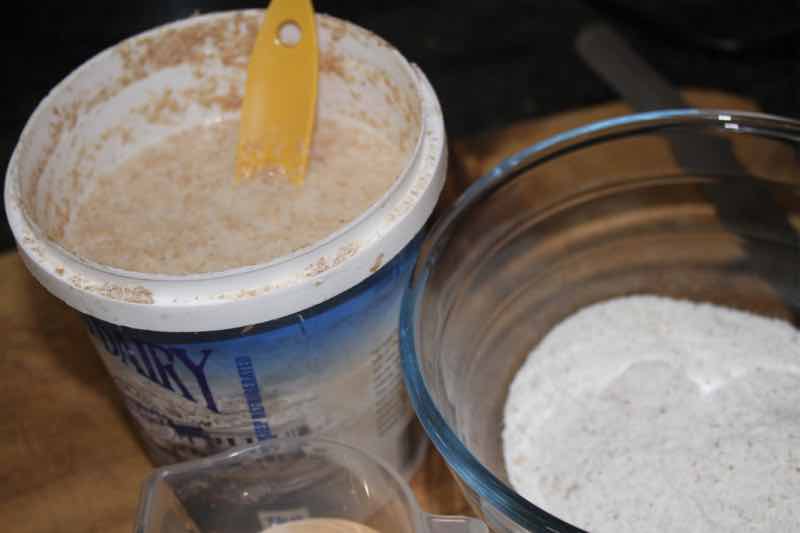 Sourdough pizza crust levain ingredients.