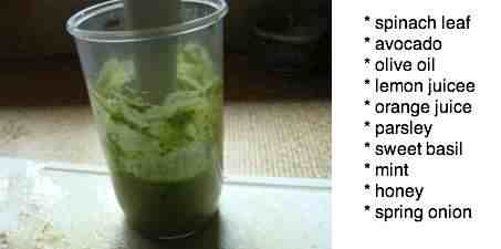The blended spinach dip ingredients.