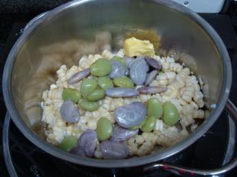 Lima beans and corn sizzling in butter Lima beans and corn sizzling in butter