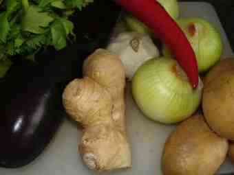The ingredients for a mutton stew. The ingredients for a mutton stew.