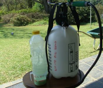 Manufacture your own white oil and dilute it in a sprayer. Manufacture your own white oil and dilute it in a sprayer.
