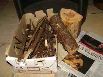 Start the woodstove with kindling and a little cardboard.