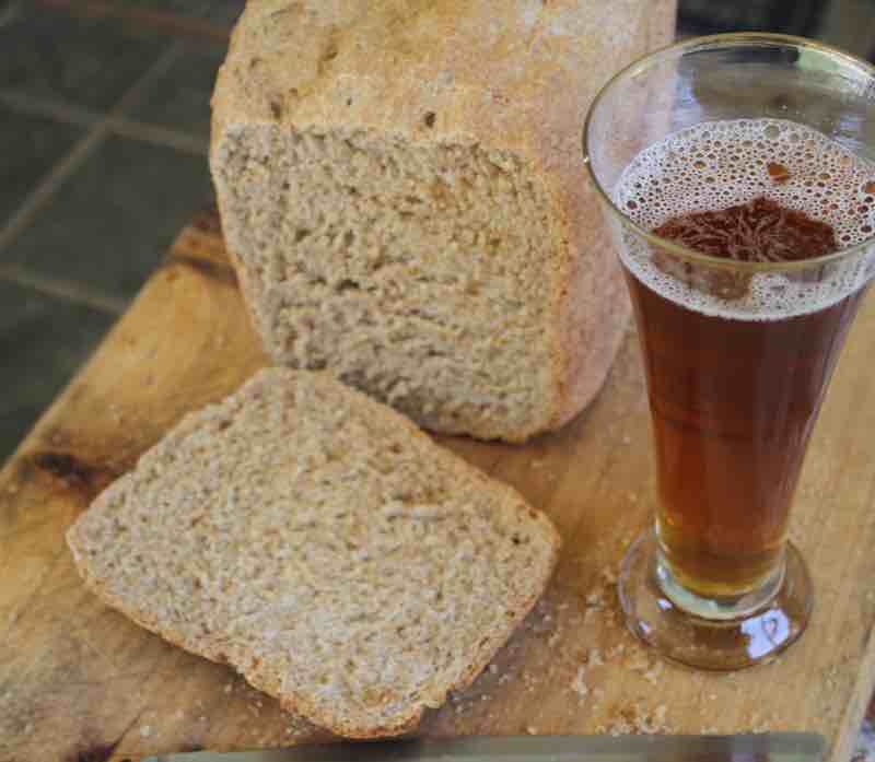 Yeasted beer bread with a glass of honey brown braggart. Yeasted beer bread with a glass of honey brown braggart.