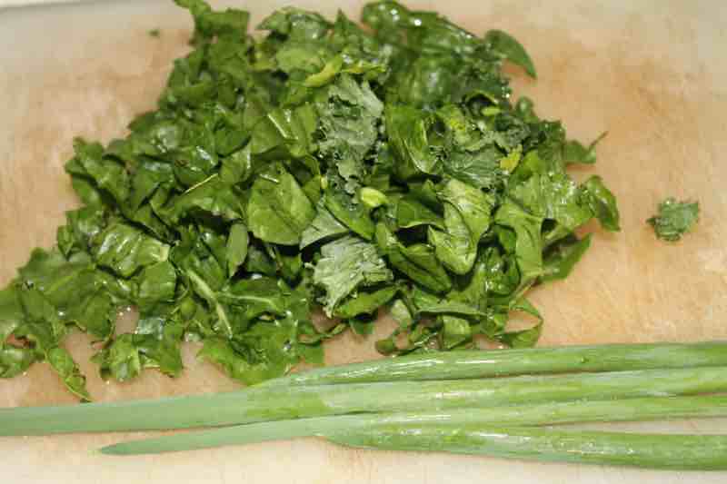 Add onion shoots to your greens for more flavour.