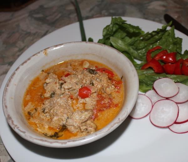 Butter chicken curry and salad.