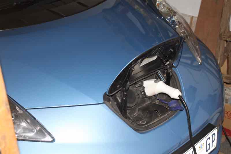 The E-car charging port. The E-car charging port.